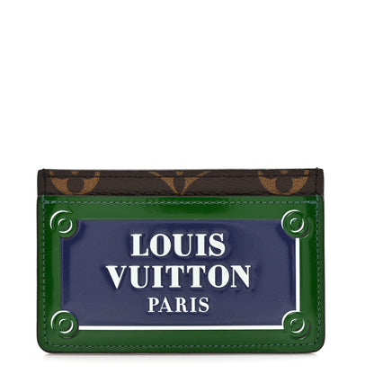 Louis Vuitton Monogram Calfskin Simple Card Holder Blue Green 1 of 7