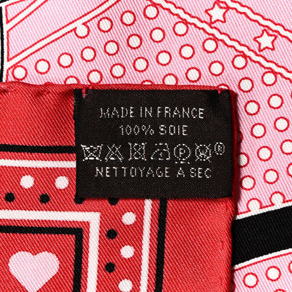 Hermes Silk Grand Manege Cut Bandana Love Scarf 70 Rouge Rose Black 3 of 6