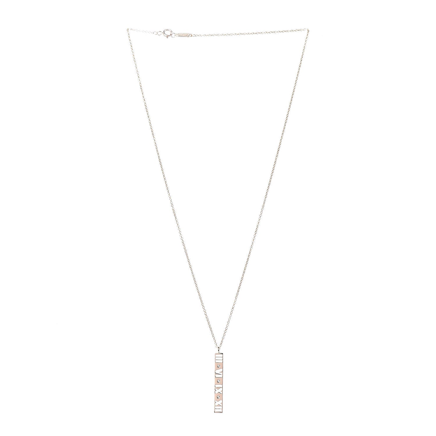 18K Rose Gold Diamond Atlas Bar Pendant Necklace