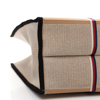 Gucci Canvas Woven Floral Embroidered Vertical Tote Beige Multicolor 8 of 9