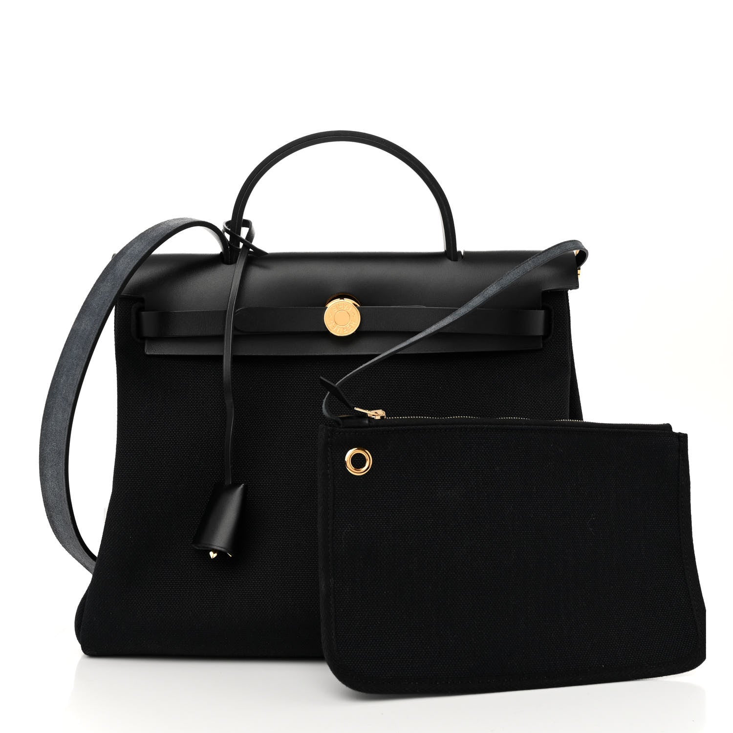 Hermes Military Toile Vache Hunter Herbag Zip PM 31 Black 1 of 9