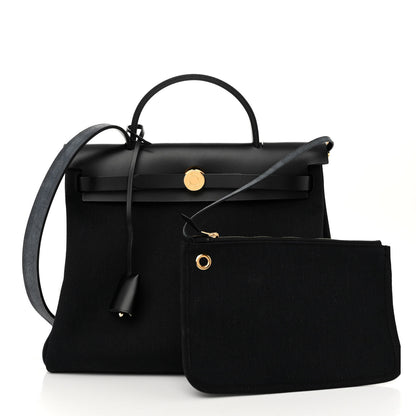 Hermes Military Toile Vache Hunter Herbag Zip PM 31 Black 1 of 9