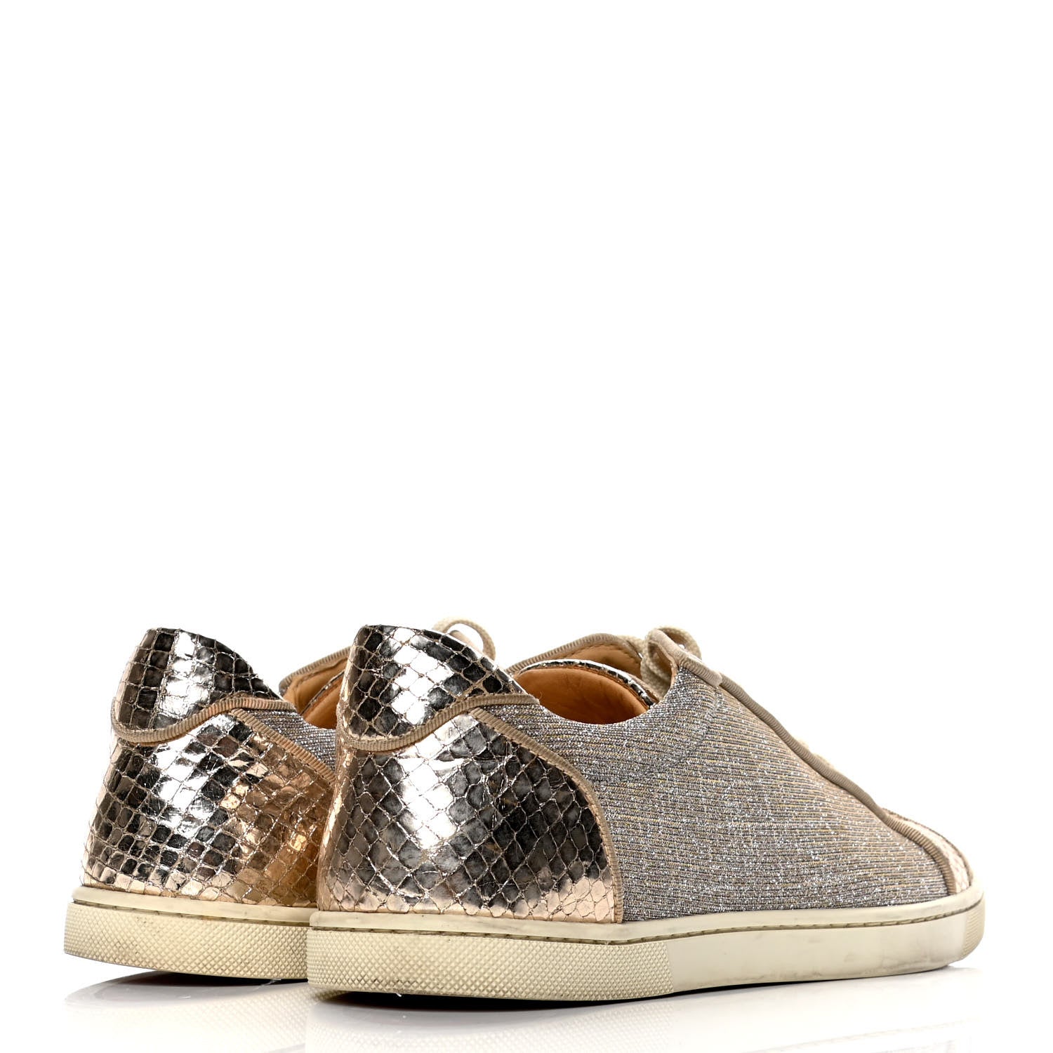 Christian Louboutin Seava Glitter Lame Flat Sneakers 39.5 Light Gold 3 of 4