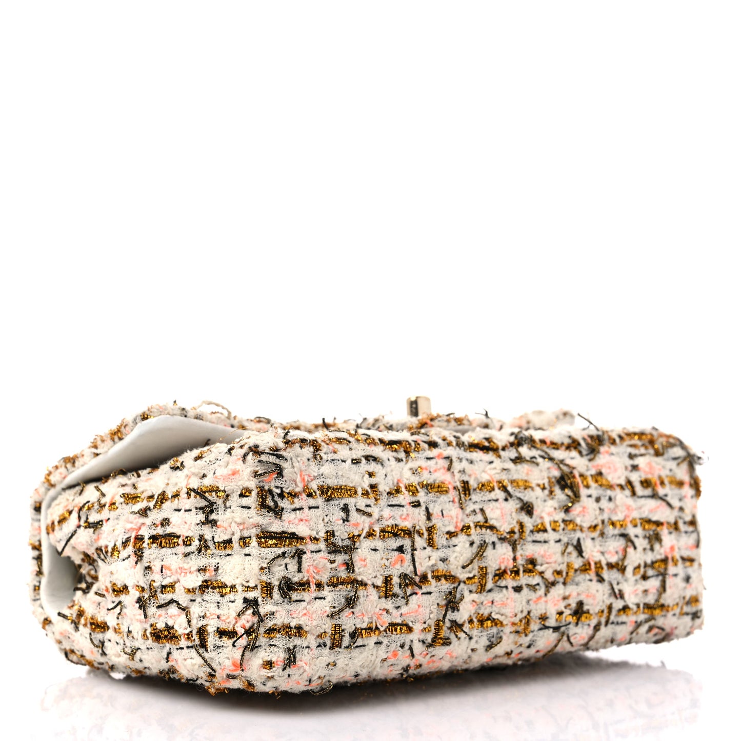 Tweed Quilted Mini Rectangular Flap White