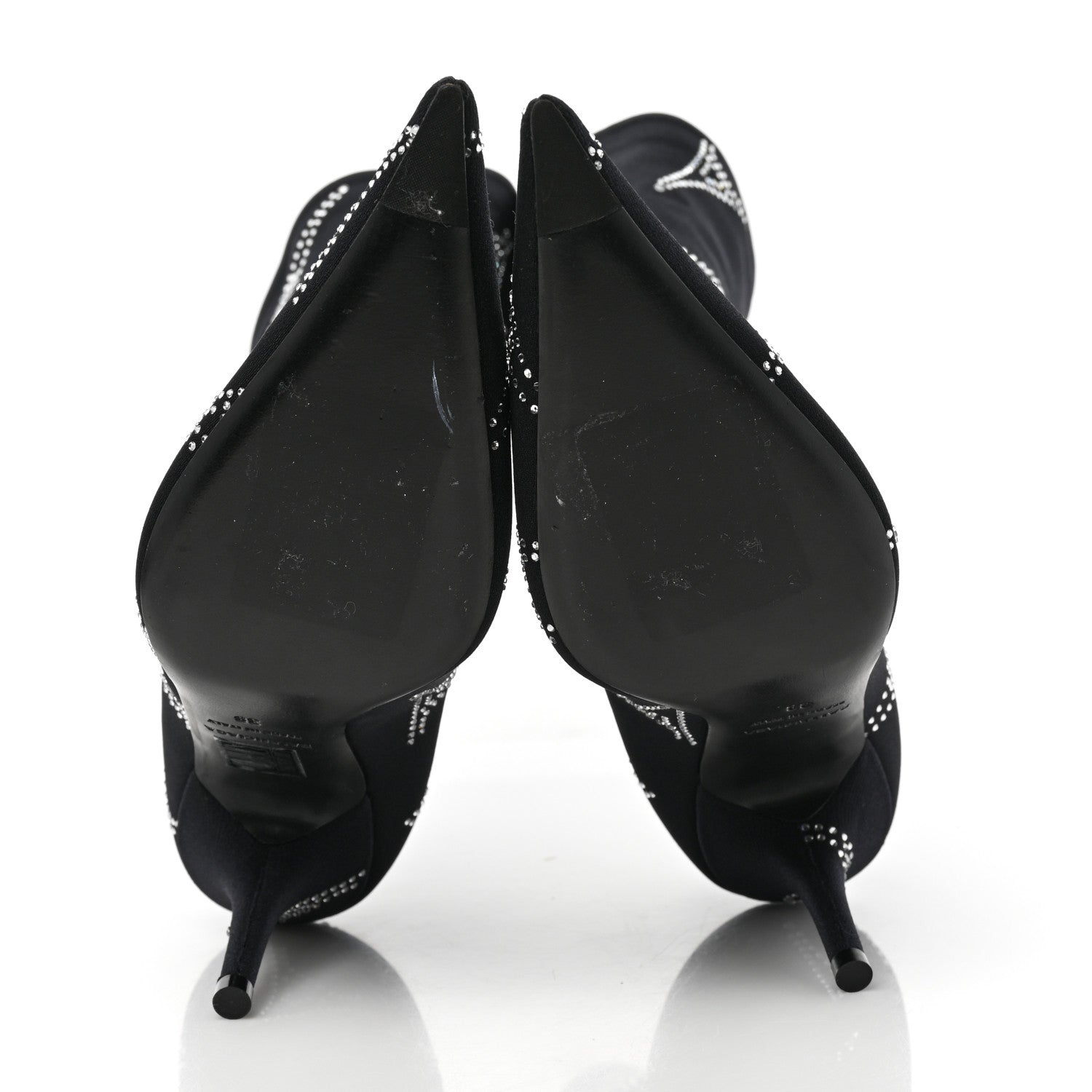 Balenciaga Spandex Crystal Eiffel Tower Print Extreme Pointed Toe Knife Ankle Boots 38 Black 5 of 6