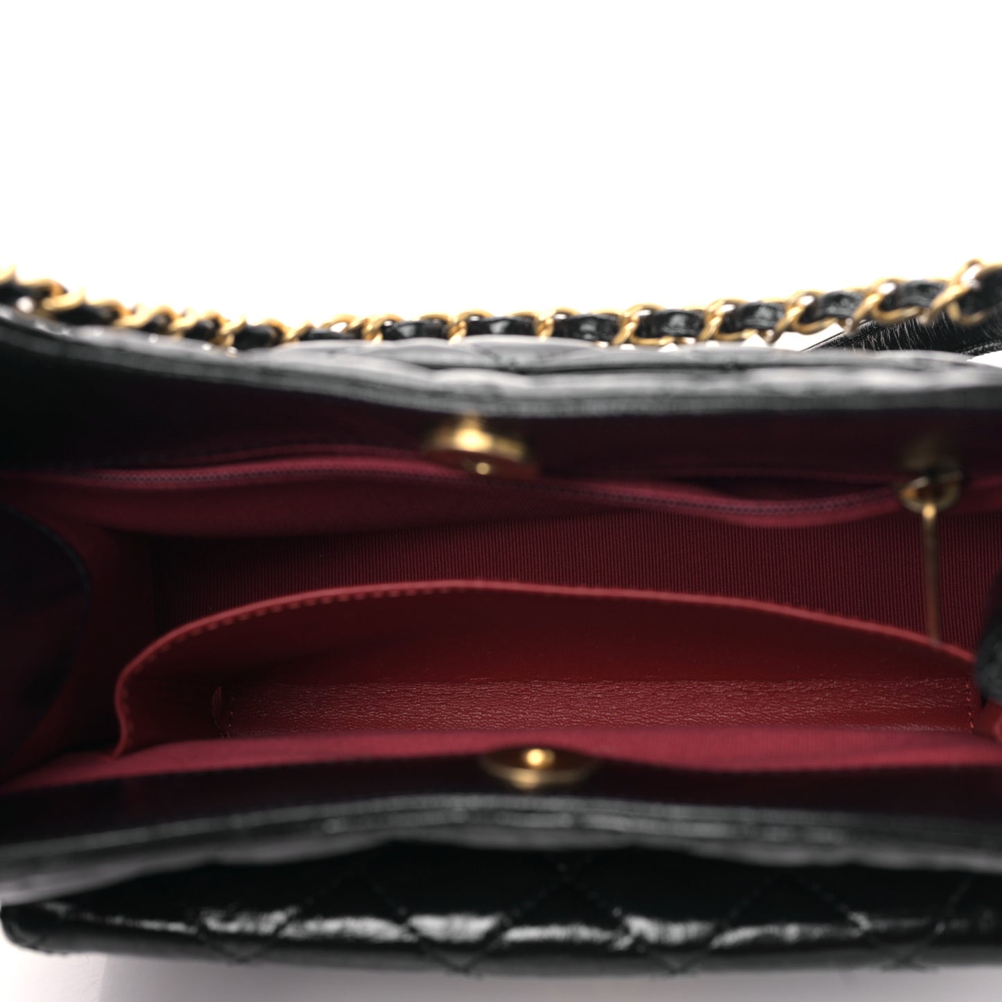 Shiny Crumpled Calfskin Quilted Wavy CC Hobo Black