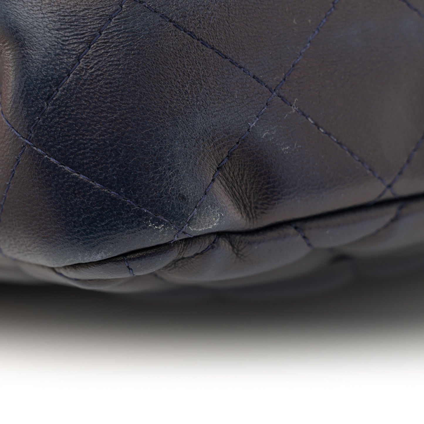 Lambskin Quilted Jumbo Double Flap Navy