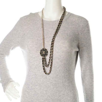 Chanel Lambskin CC Long Chain Necklace Black Gold 2 of 4