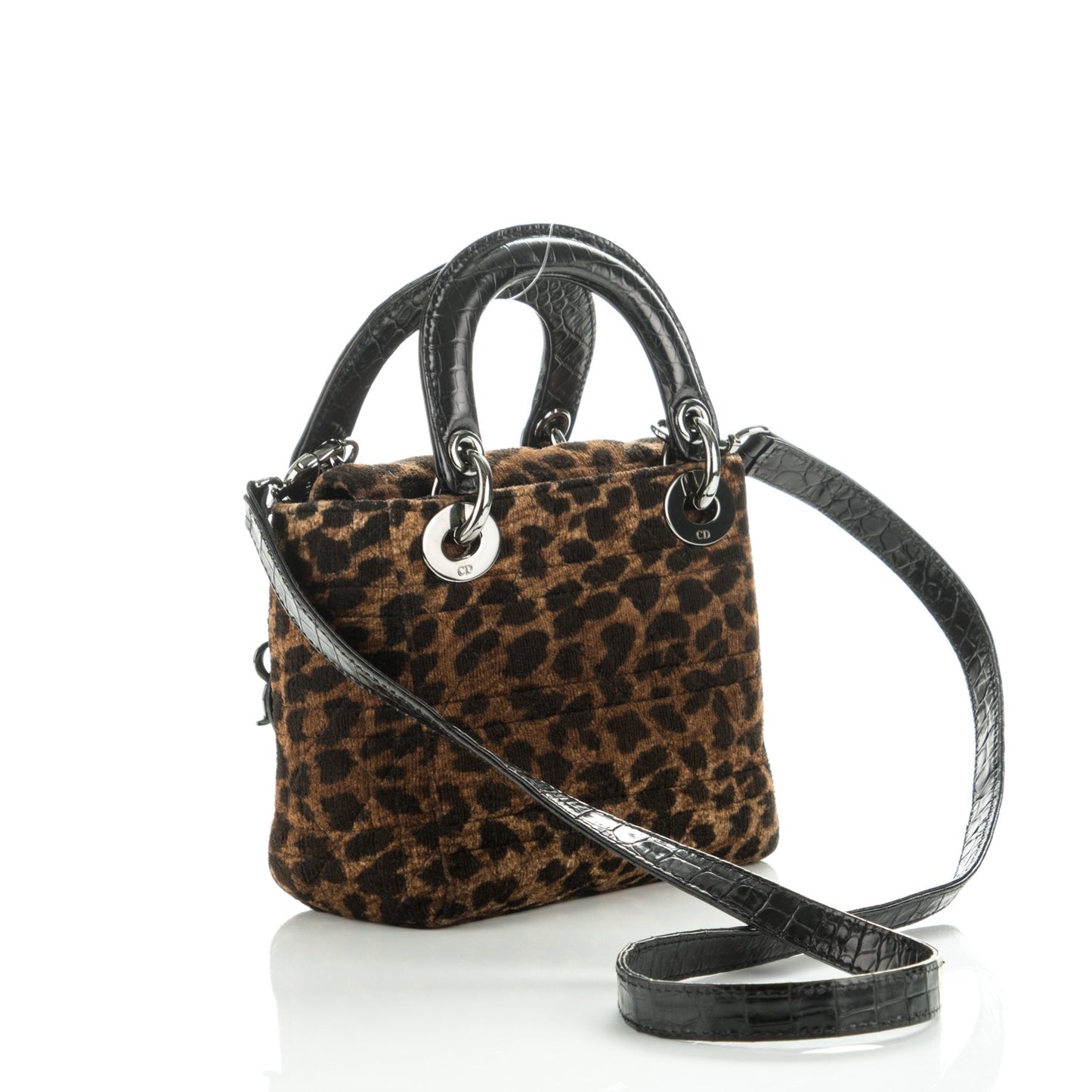 Velvet Leopard Print Mini Lady Dior