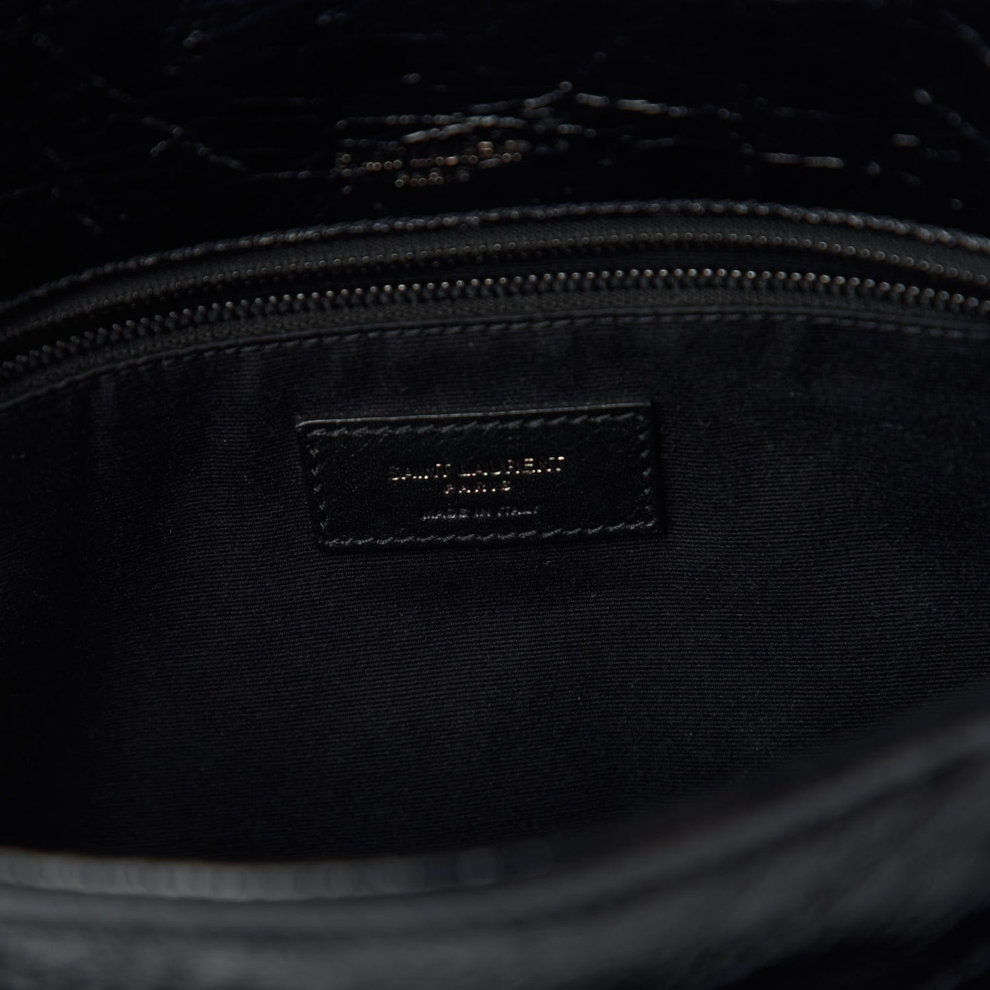 Crinkled Calfskin Matelasse Monogram Medium Niki Chain Satchel Black