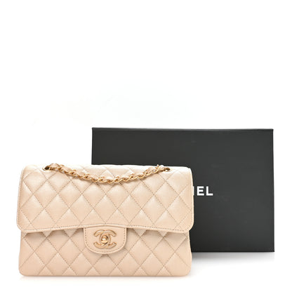 Chanel Metallic Caviar Quilted Small Double Flap Beige 21 of 21