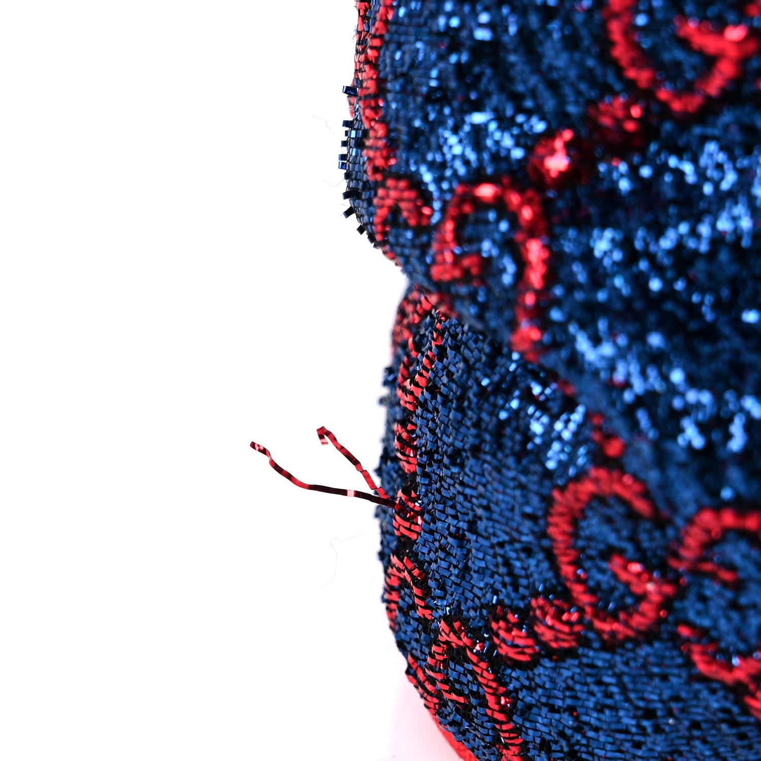Gucci Metallic Lurex Silk GG Supreme Headband Blue Red 7 of 7