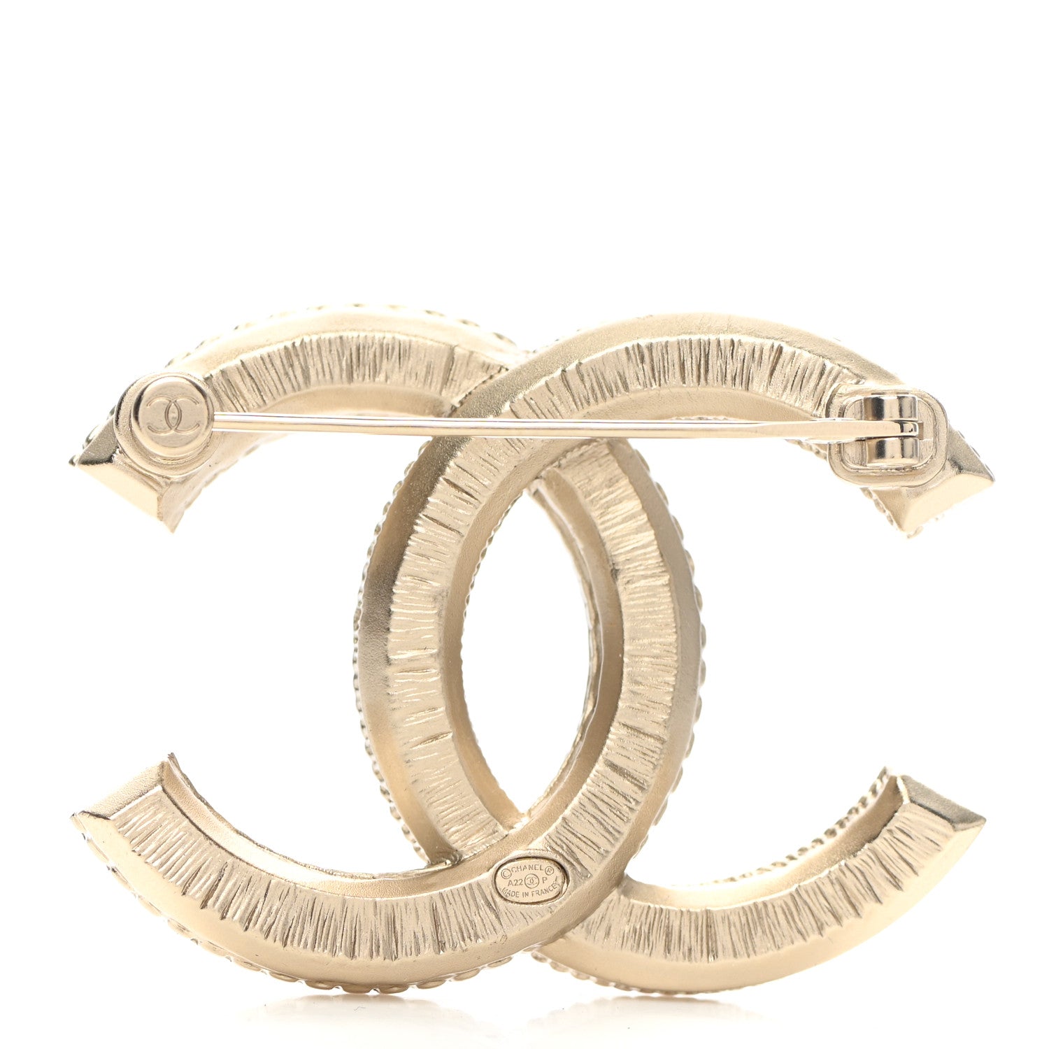 Chanel Metal Chain Quilted CC Brooch Gold 3 of 5