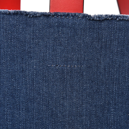 Valentino Garavani Denim Large Escape Tote Blue Red 12 of 13
