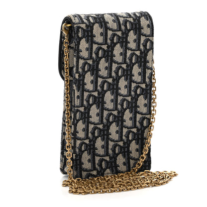 Christian Dior Oblique Saddle Chain Clutch Blue 3 of 9