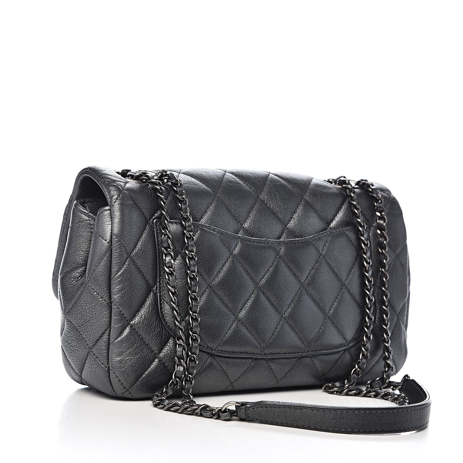 Chanel Metallic Calfskin Quilted Medium Medallion Flap Dark Silver 3 of 12