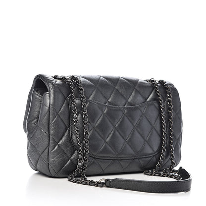 Chanel Metallic Calfskin Quilted Medium Medallion Flap Dark Silver 3 of 12