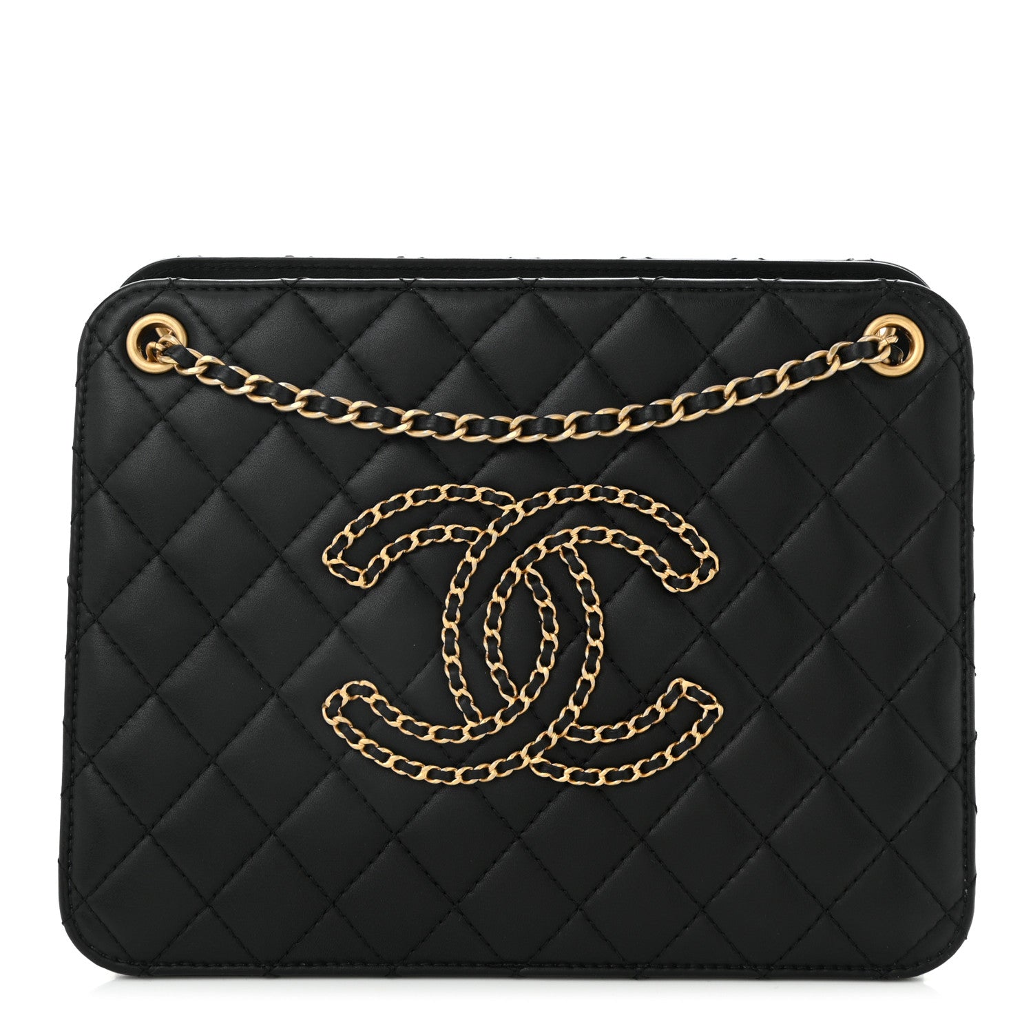 Chanel Calfskin Quilted CC Chain Accordion Tote Black 1 of 9