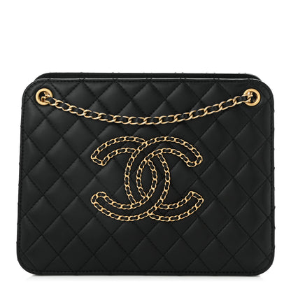 Chanel Calfskin Quilted CC Chain Accordion Tote Black 1 of 9