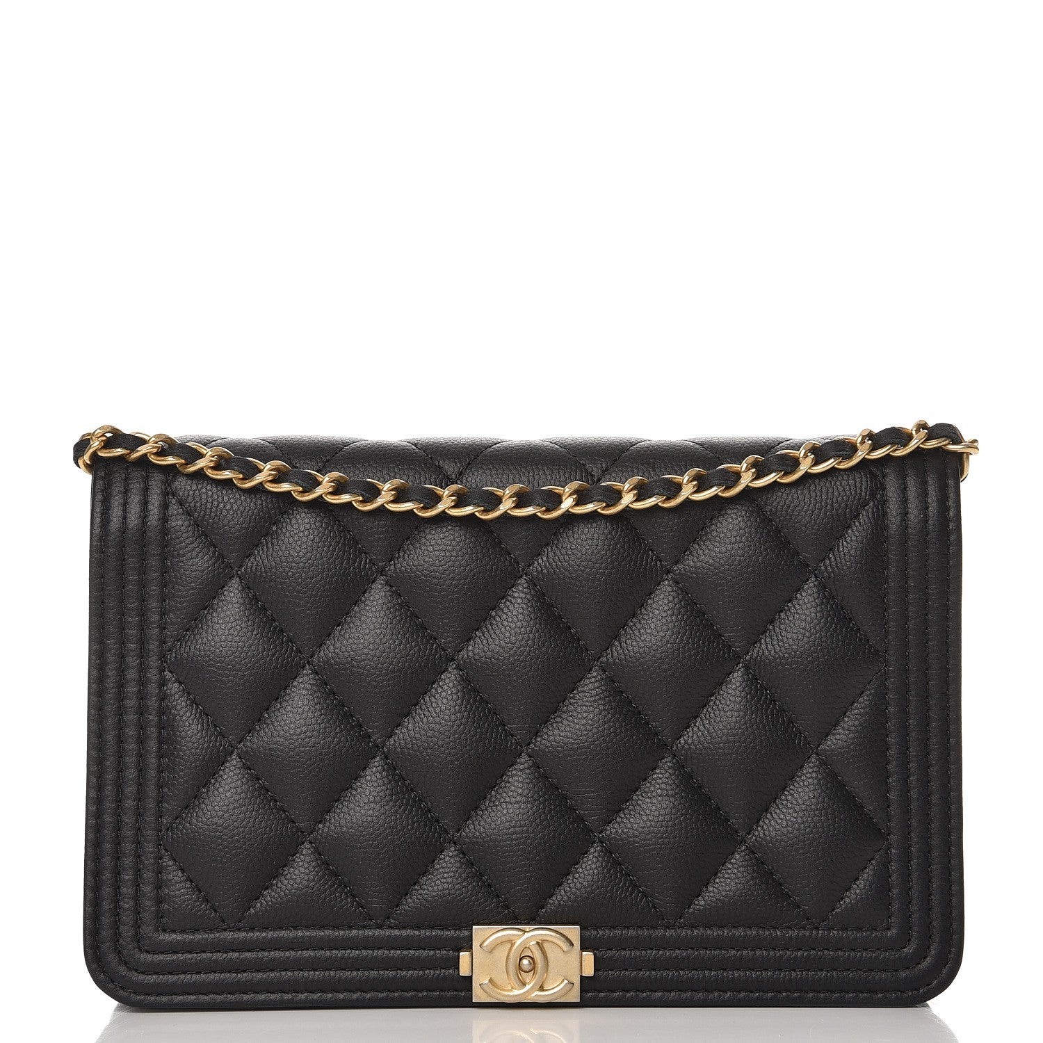 Chanel Caviar Quilted Boy Wallet On Chain WOC Black 1 of 8
