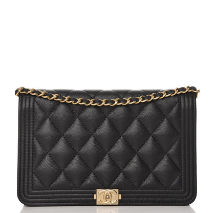 Chanel Caviar Quilted Boy Wallet On Chain WOC Black 1 of 8