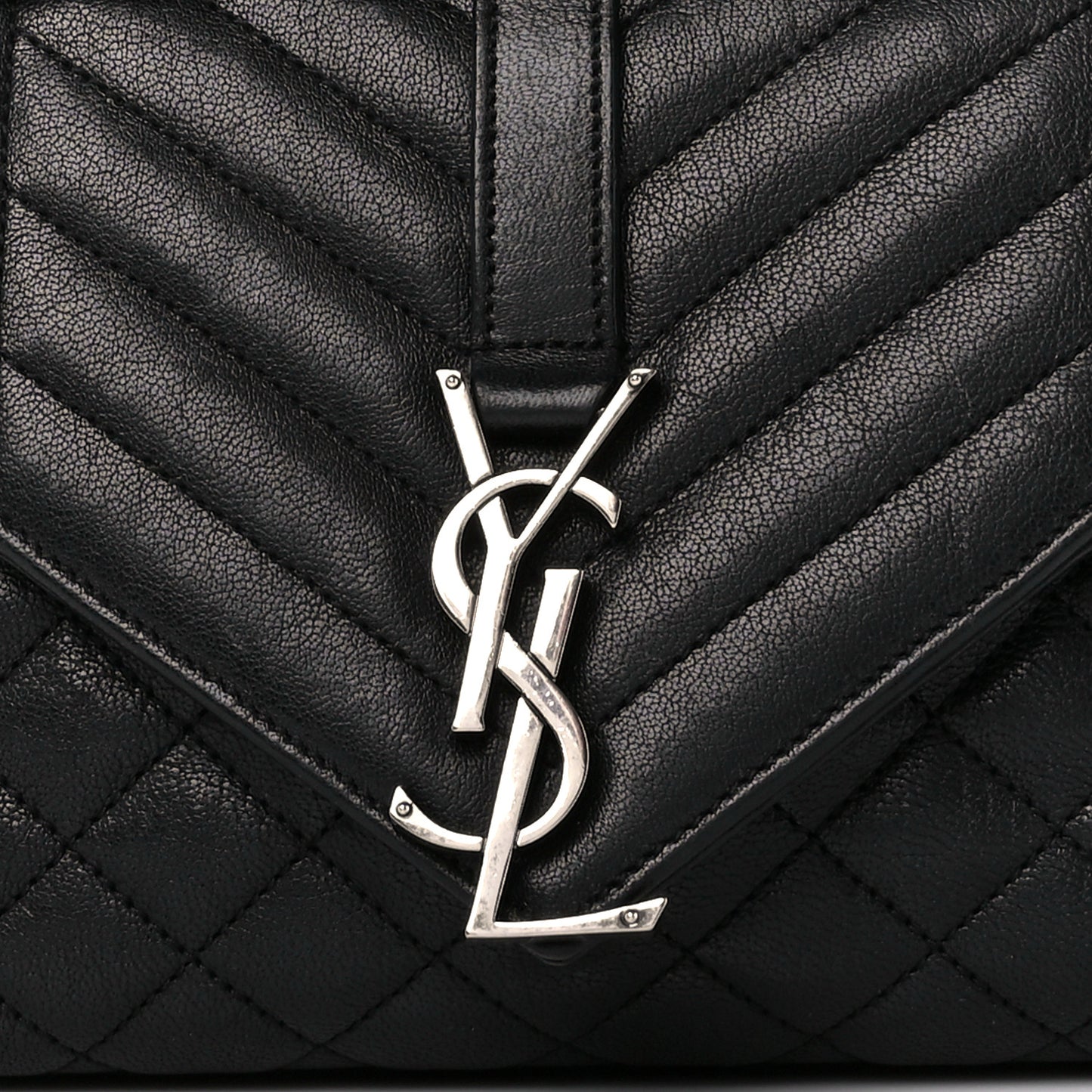 Sheepskin Tri-Quilt Monogram Medium College Bag Black Black