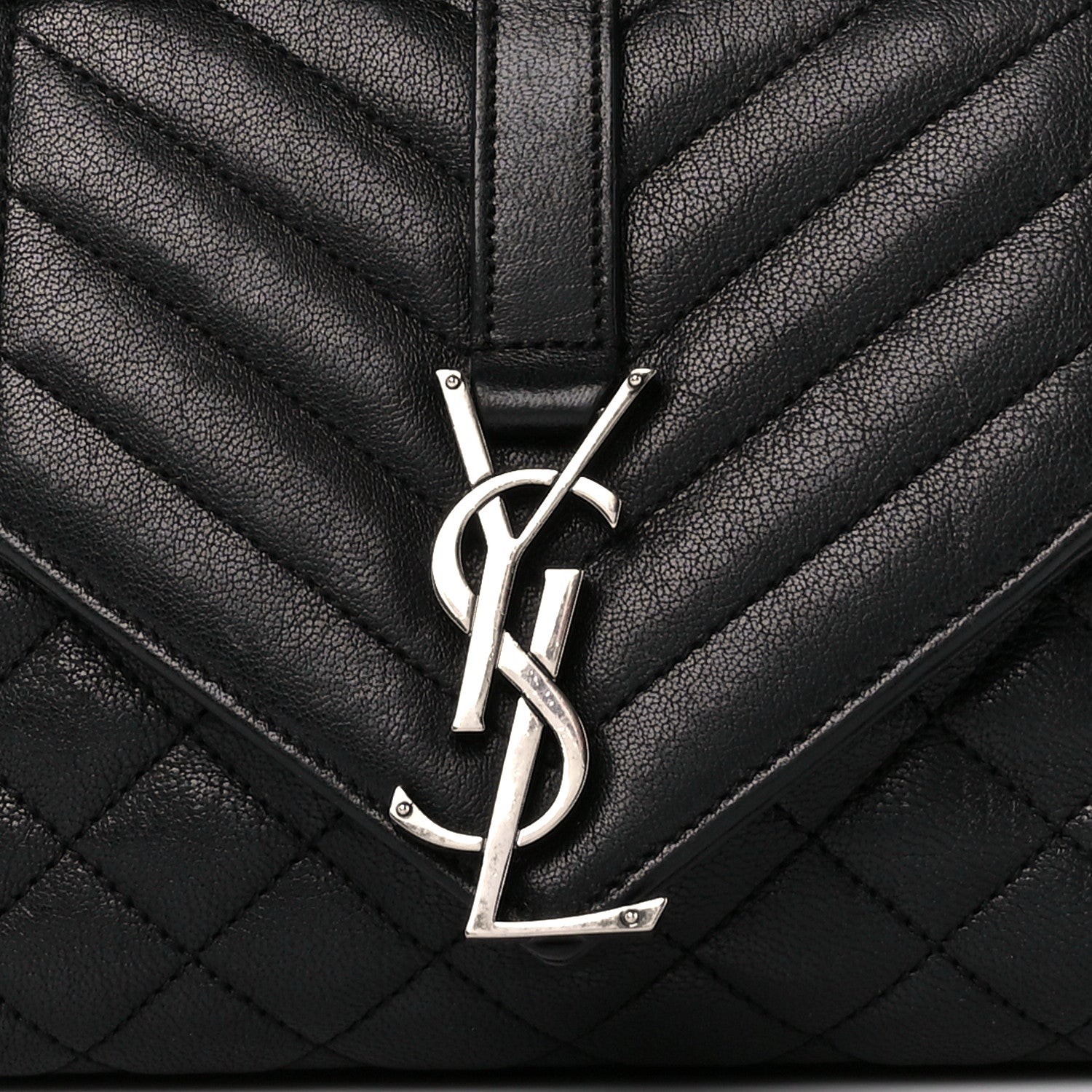Saint Laurent Sheepskin Tri-Quilt Monogram Medium College Bag Black Black 9 of 12