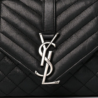 Saint Laurent Sheepskin Tri-Quilt Monogram Medium College Bag Black Black 9 of 12