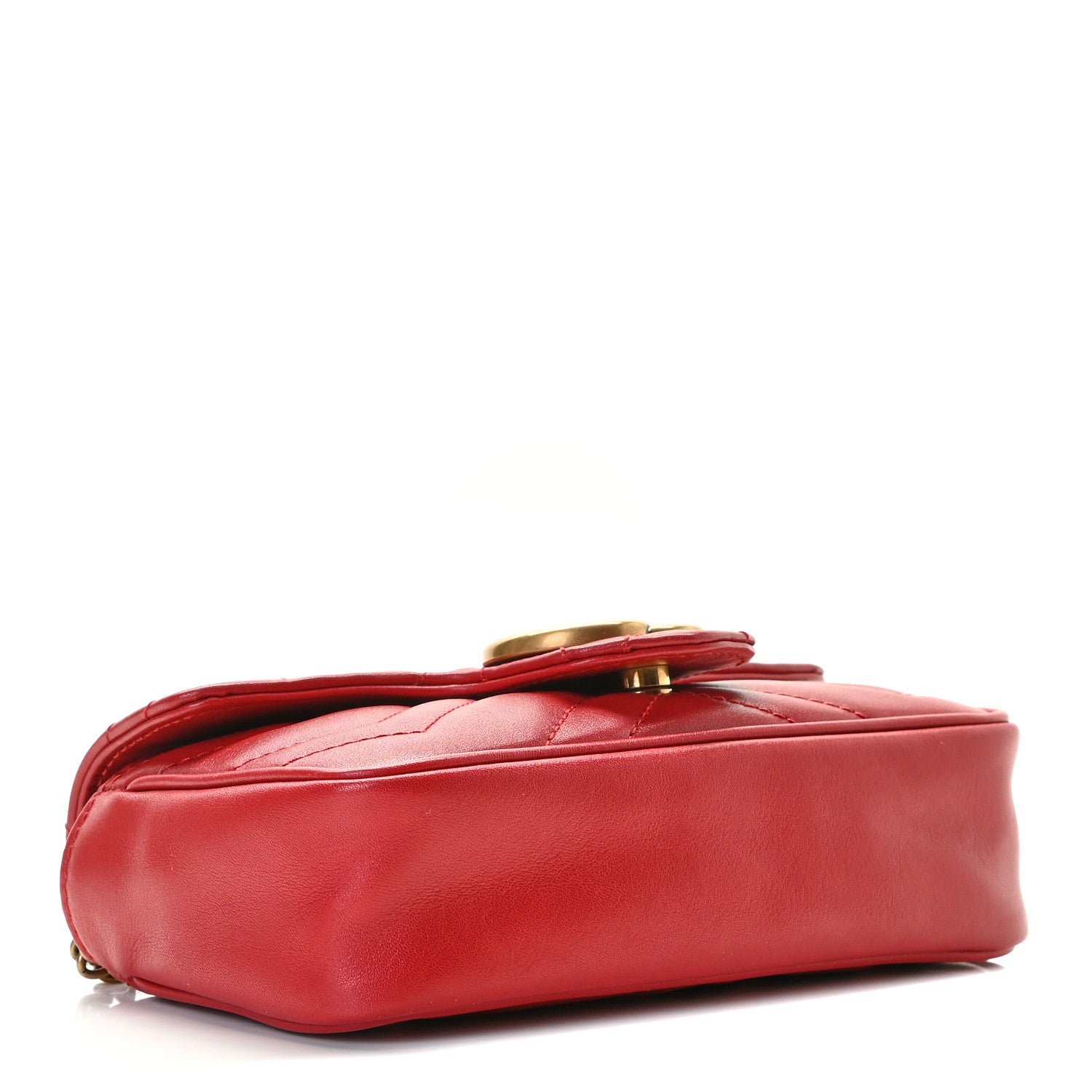 Gucci Calfskin Matelasse Super Mini GG Marmont Shoulder Bag Hibiscus Red 6 of 7
