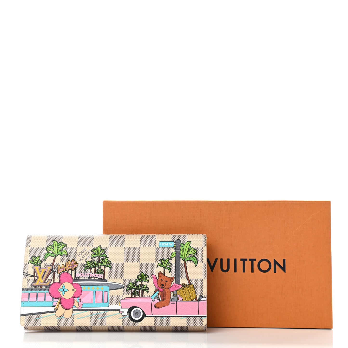 Damier Azur 2021 Christmas Animation Hollywood Sarah Wallet Fuchsia