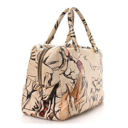 Prada X JAMES JEAN Cervo Lux Fairy Print Large Double Handle Boston Bag Prugna 3 of 12