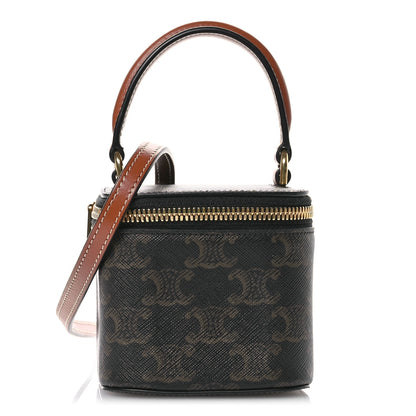 Celine Triomphe Canvas Calfskin Mini Vanity Case Tan 1 of 10