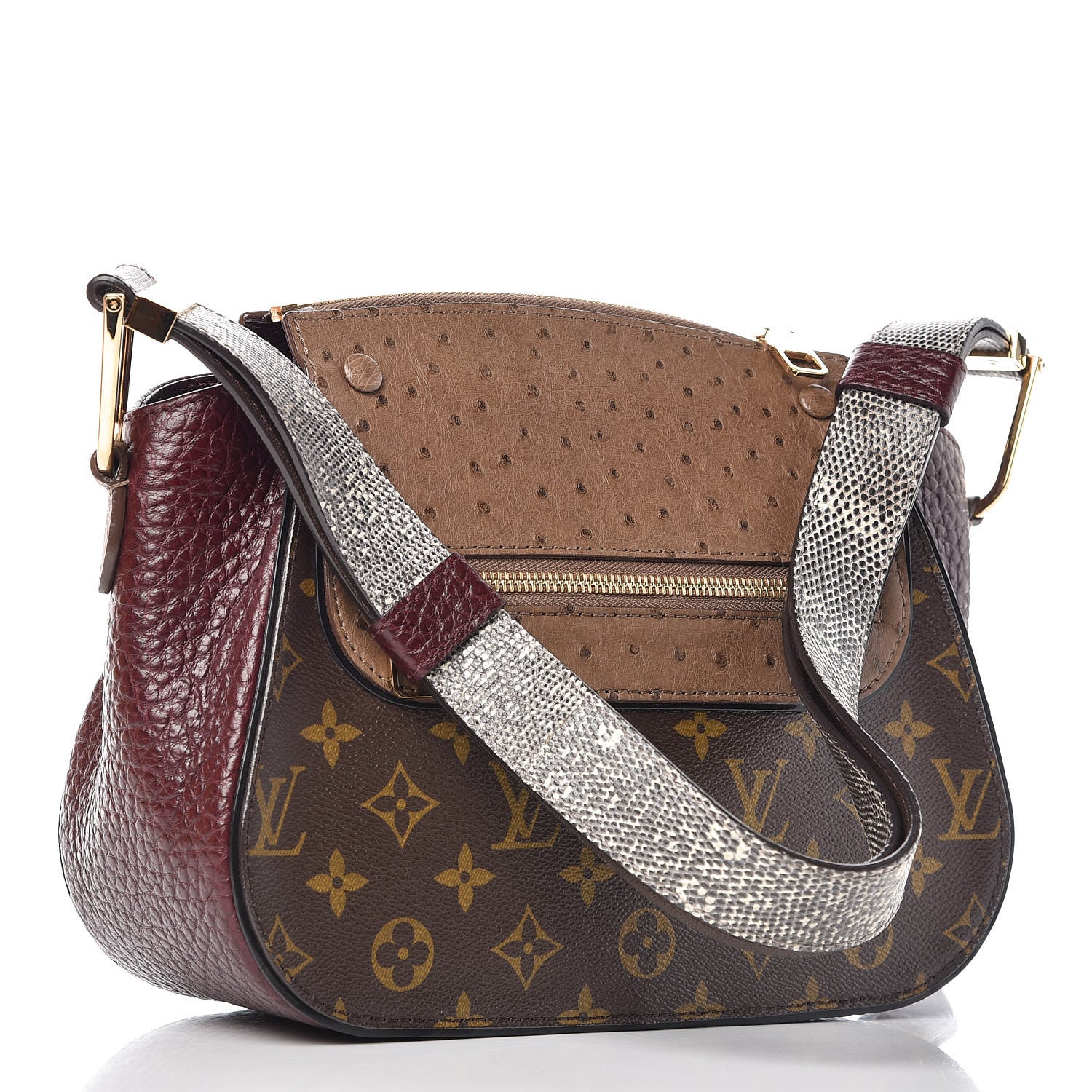 Louis Vuitton Ostrich Lizard Exotique Majestueux Shoulder Bag Bordeaux 3 of 9