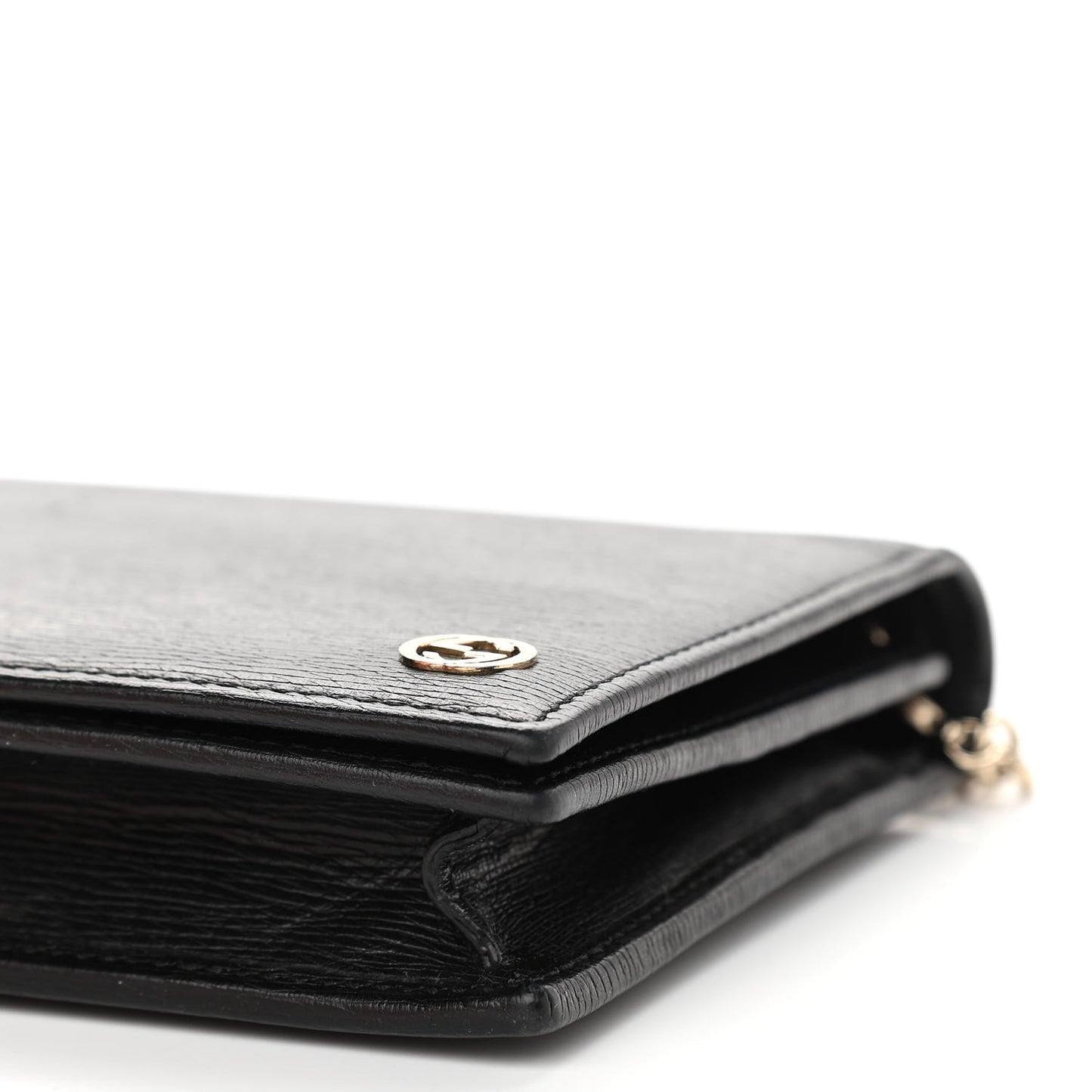 Textured Calfskin Medium Betty Chain Wallet Black