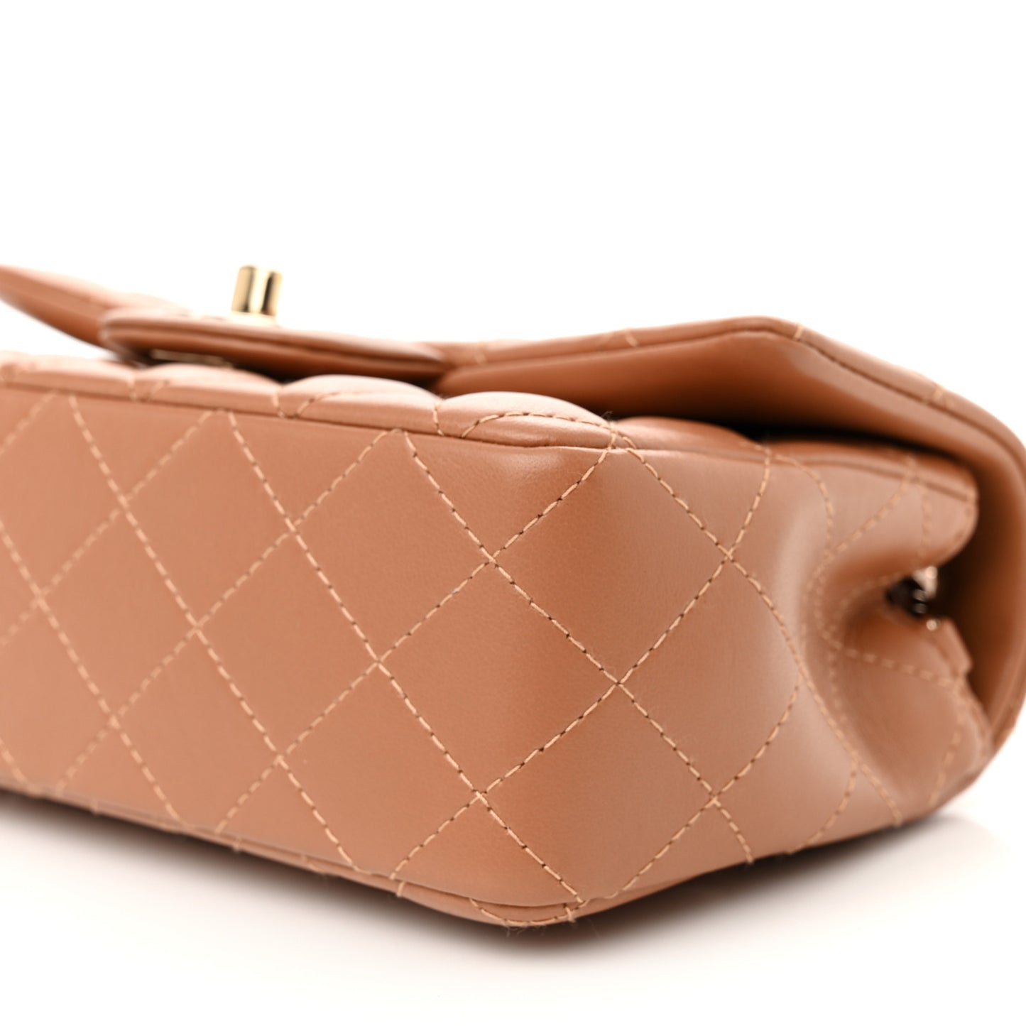 Lambskin Quilted Mini Rectangular Flap Brown