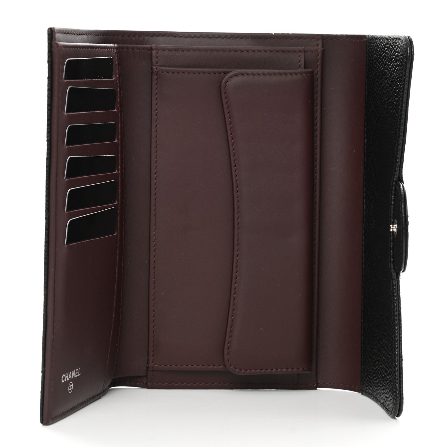 Caviar Quilted Large Flap Wallet Black
