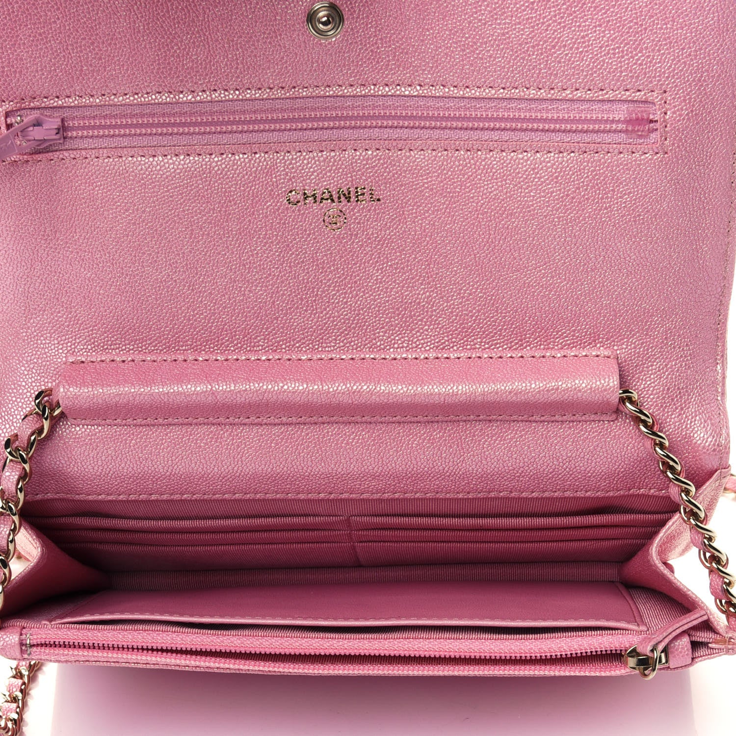 Chanel Iridescent Caviar Quilted Wallet on Chain WOC Rose Pink 4 of 4