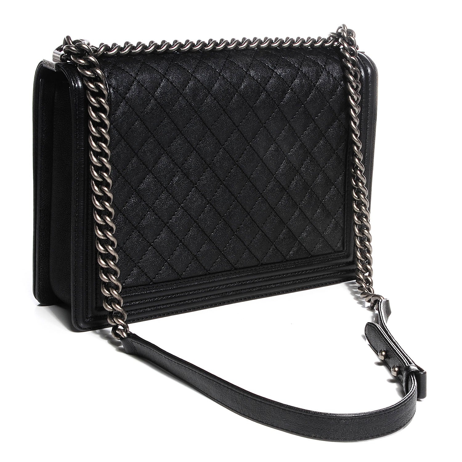 Chanel Metallic Calfskin Quilted Large Boy Flap Black 3 of 9