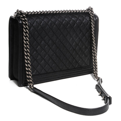 Chanel Metallic Calfskin Quilted Large Boy Flap Black 3 of 9