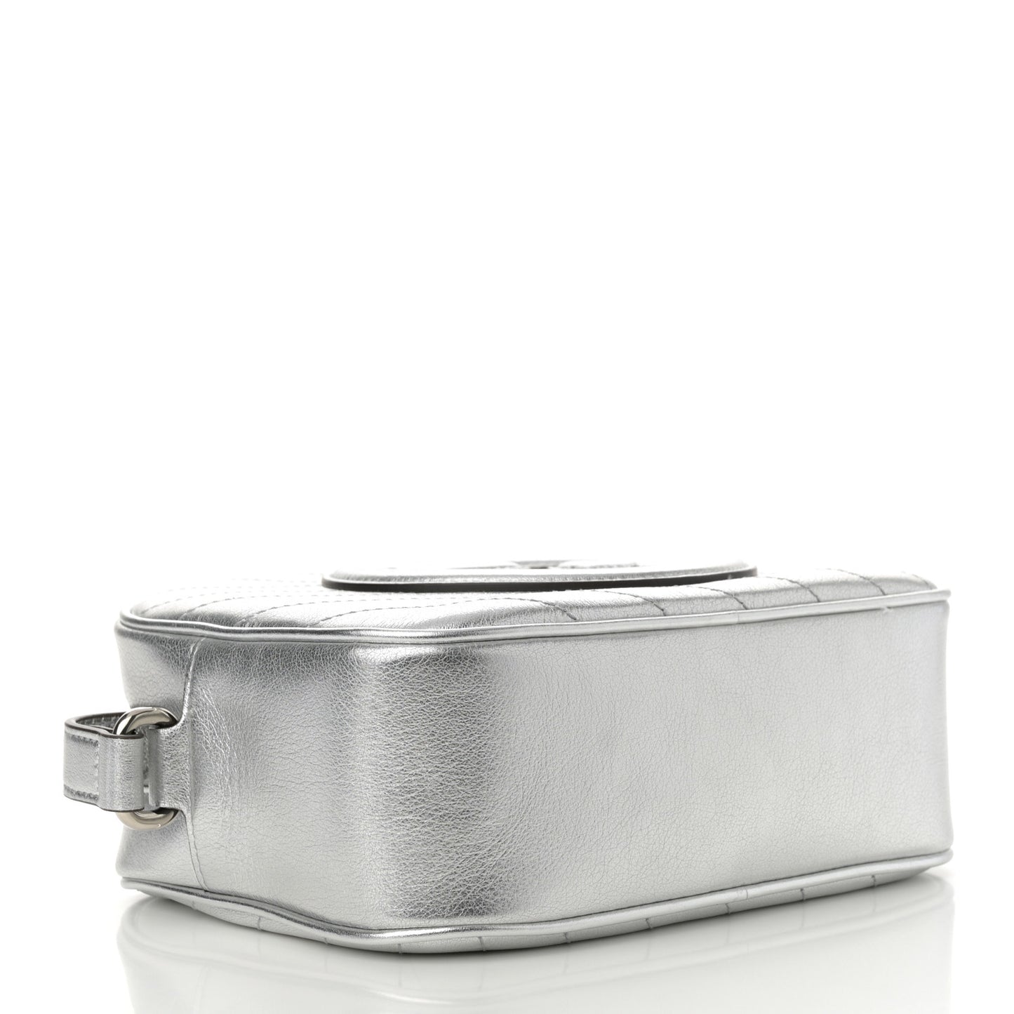Metallic Sakai Be Green Calfskin Diagonal Stitched Small Blondie Shoulder Bag Silver