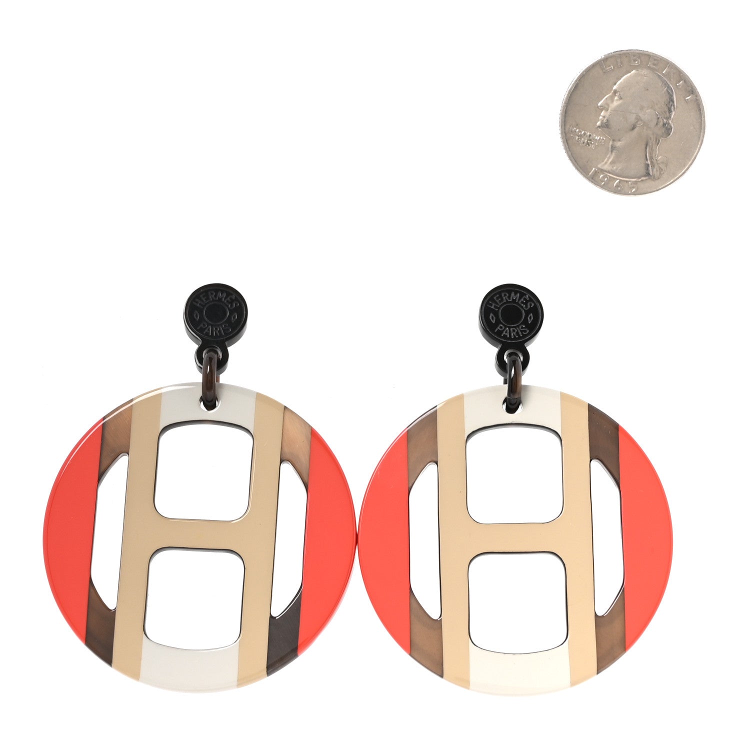 Hermes Lacquered Horn H Equipe Earrings 2 of 5