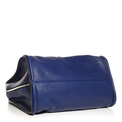 Alexander McQueen Pebbled Calfskin Large Skull Padlock Zip Around Tote Blue 4 of 8