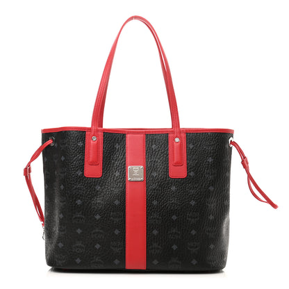 MCM Visetos Medium Liz Reversible Shopper Tote Black Red 1 of 13