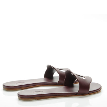 Hermes Calfskin Lisboa Sandals 38 Bordeaux 3 of 7