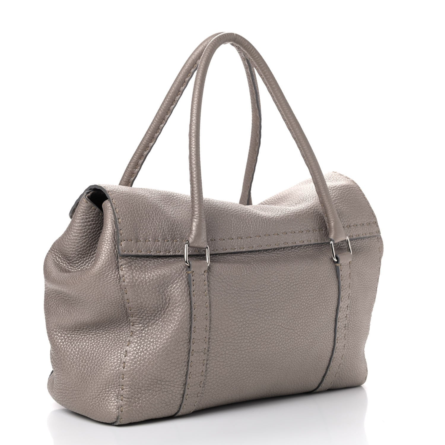 Fendi Cuoio Romano Selleria Large Linda Satchel Peltro 2 of 6