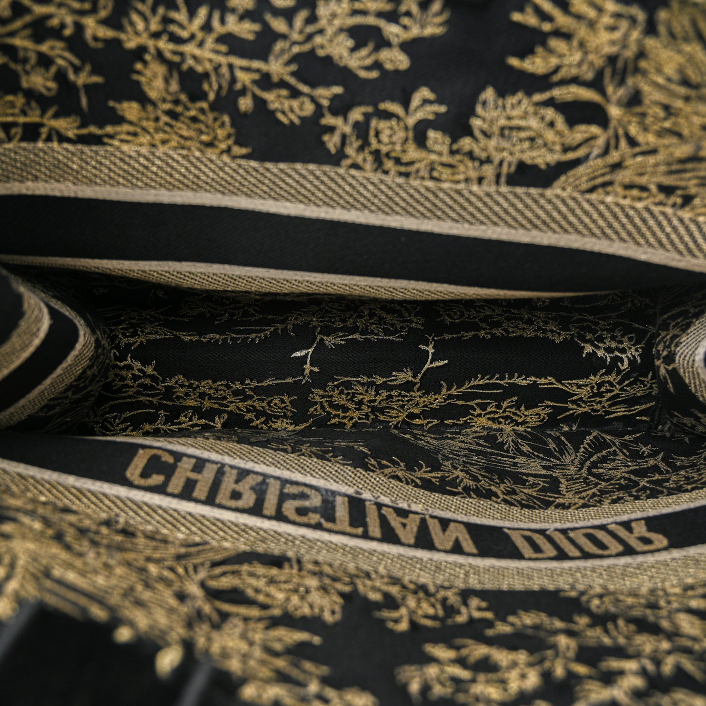 Velvet Jardin d'Hiver Embroidered Large Book Tote Black Gold