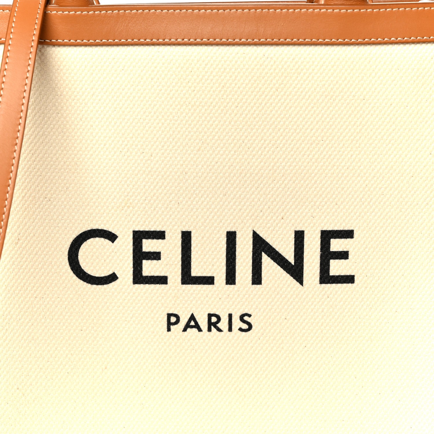 Celine Canvas Calfskin Logo Print Small Vertical Cabas Natural Tan 8 of 10