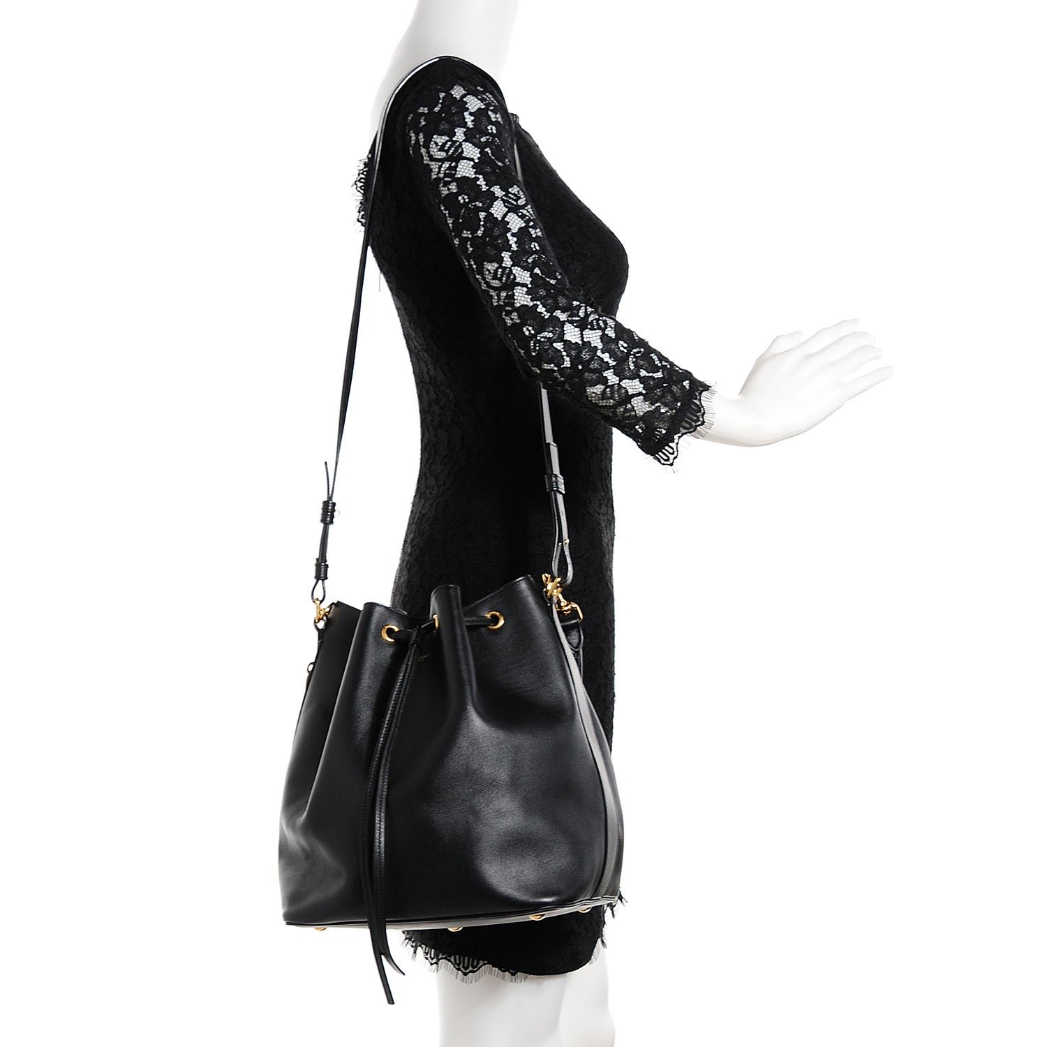 Saint Laurent Calfskin Large Emmanuelle Bucket Bag Black 2 of 7