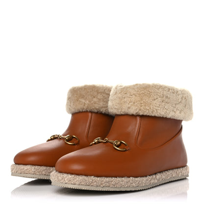 Gucci Calfskin Wool Womens Fria Horsebit Ankle Boots 38 New Caramel Butterscotch 3 of 10