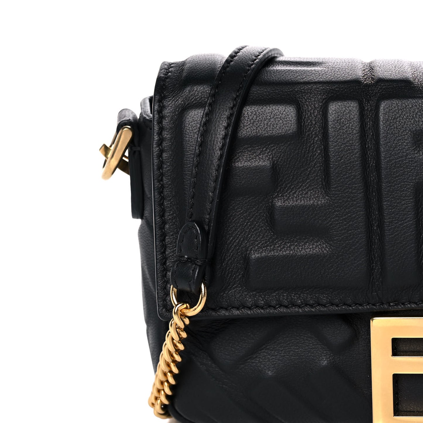 Nappa FF 1974 Embossed Mini Baguette Black